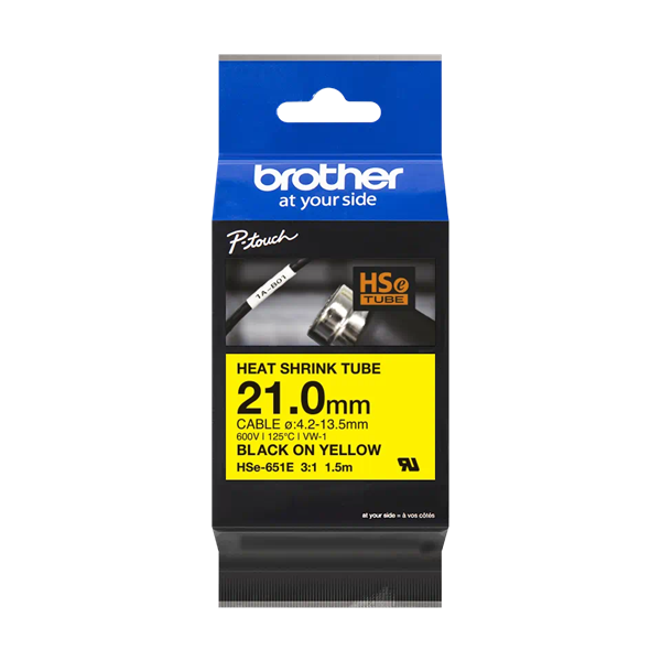 Brother HSE-651E P-Touch szalag 21mm Black on Yellow - 1,5m