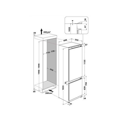 Whirlpool SP40 812 EU 2 Beépíthető alulfagyasztós hűtőszekrény