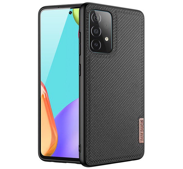 DUX DUCIS FINO szilikon telefonvédő (műanyag belső, közepesen ütésálló, rács minta) FEKETE [Samsung Galaxy A72 5G (SM-A726F)]