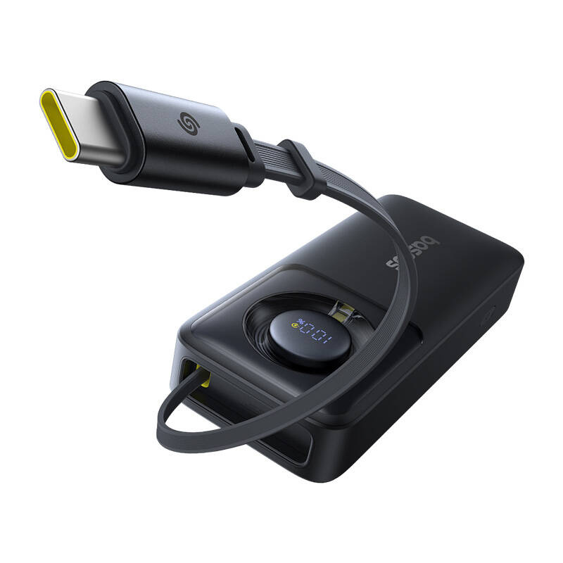 Baseus Free2Pull kábellel 10000mAh 30W powerbank Fekete 