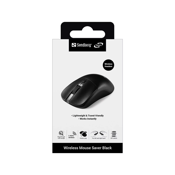 SANDBERG Wireless Mouse Egér Fekete