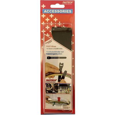 Tépőzáras kábelkötöző 10db-os szett 200 mm x 13 mm fekete színben Fastech 802-330 Tépőzáras kábelkötöző 10db-os szett 200 mm x 13 mm fekete színben Fastech 802-330
