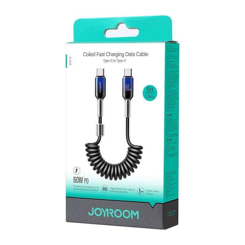 USB-C - USB-C Joyroom kábel S-A43 60W 1.5m fekete