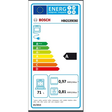 Bosch HBG539EB0 SÜTŐ ELEKTROMOS BEÉPÍTHETŐ GŐZ FUNKCIÓVAL