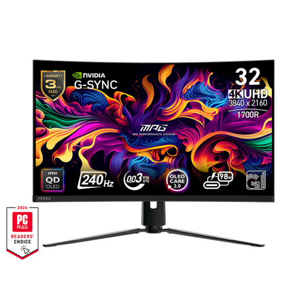 MSI MPG 321CURX QD-OLED Ívelt 31,5" UHD 3840x2160 240Hz 0,03ms GAMING Monitor