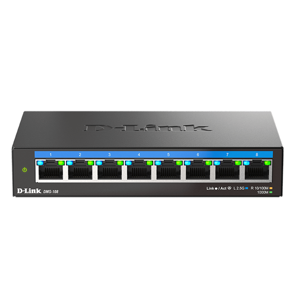 D-LINK DMS-108/E 8x2.5Gbps Multi-Gigabit Fémházas Asztali Switch D-LINK DMS-108/E 8x2.5Gbps Multi-Gigabit Fémházas Asztali Switch