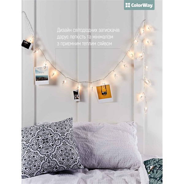 COLORWAY LED füzér fotócsipeszes fényképtartó fényfüzér 40 LED / 4,2M (CW-LCP-40L42B)
