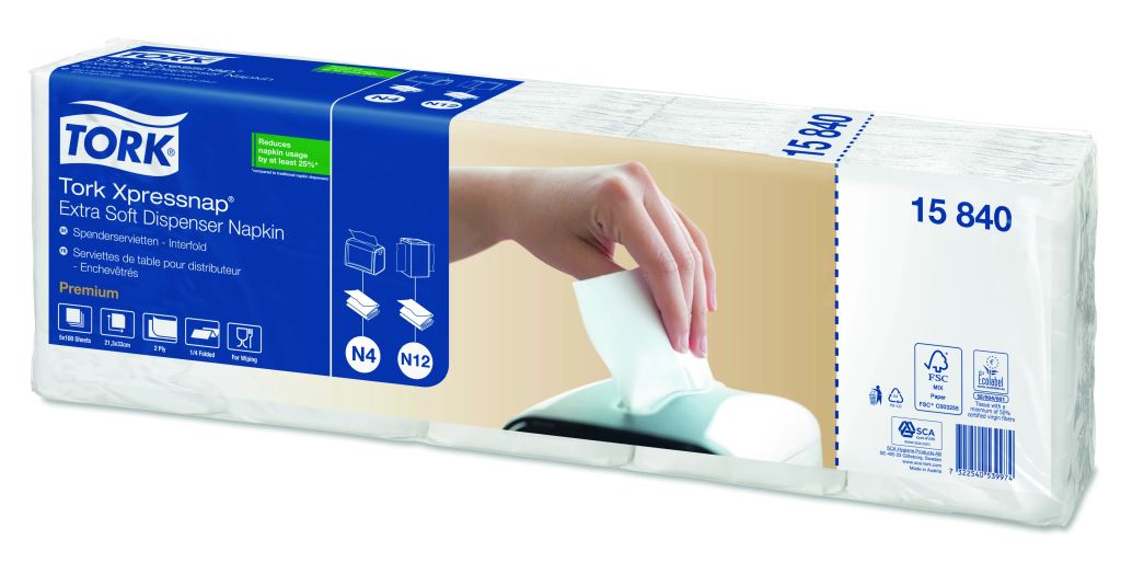 Tork Premium Interfolde adagolós szalvéta 2 rétegű (500 db/csomag) fehér  (15840)