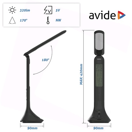 Avide ABLDL-CALENDAR-5W-BL LED ASZTALI LÁMPA NAPTÁR FEKETE 5W Avide ABLDL-CALENDAR-5W-BL LED ASZTALI LÁMPA NAPTÁR FEKETE 5W