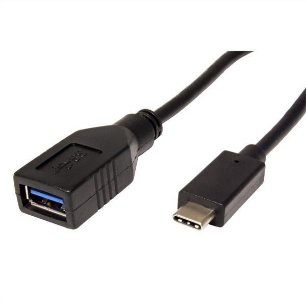 Roline Adapter USB 3.2 Gen 1 USB-C - USB-A, OTG, M/F, 0,15m, fekete (11.02.9030-10) Roline Adapter USB 3.2 Gen 1 USB-C - USB-A, OTG, M/F, 0,15m, fekete (11.02.9030-10)