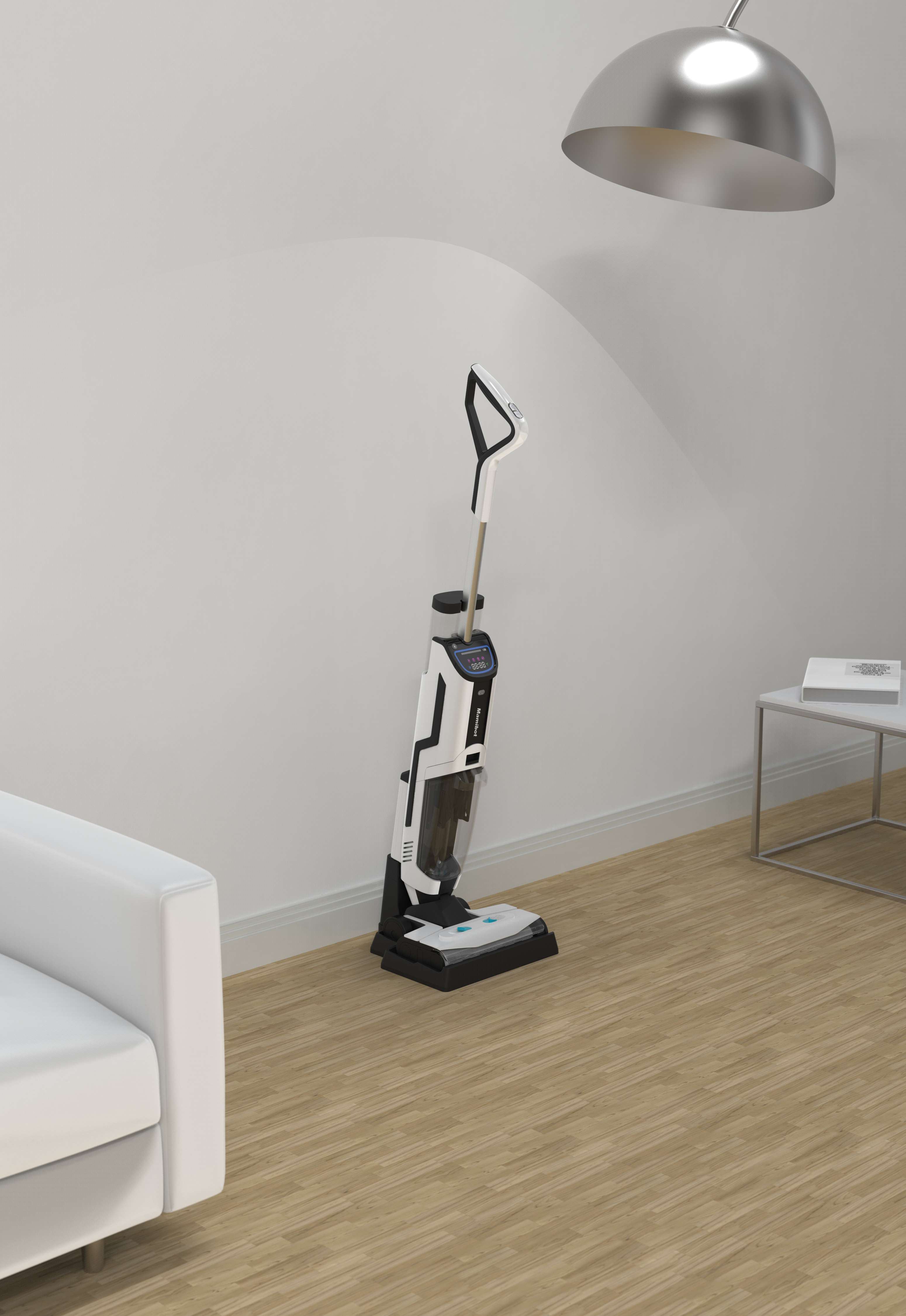 Mamibot vezeték nélküli álló porszívó, felmosóval, Wet Dry vacuum cleaner Flomo I plus, fekete-fehér
