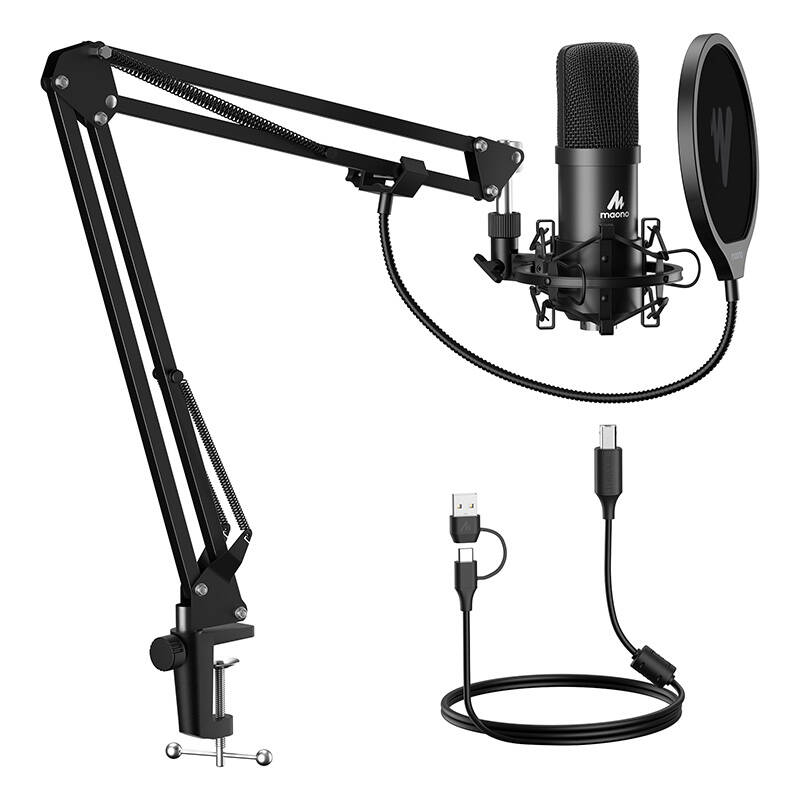Microphone with stand Maono A04E (black)