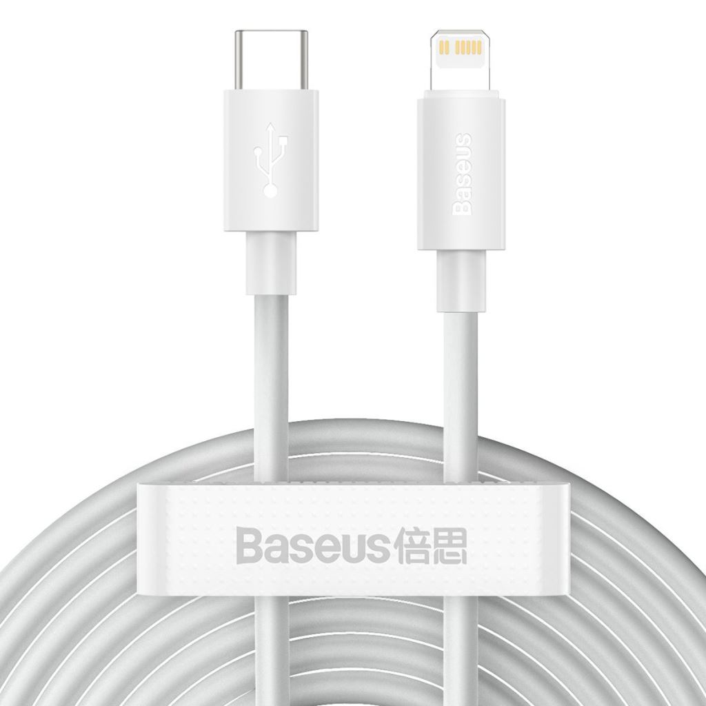 Baseus Simple Wisdomhoz USB-C, Lightning kábel, PD, 20W, 1,5m, 2db, fehér (TZCATLZJ-02) Baseus Simple Wisdomhoz USB-C, Lightning kábel, PD, 20W, 1,5m, 2db, fehér (TZCATLZJ-02)
