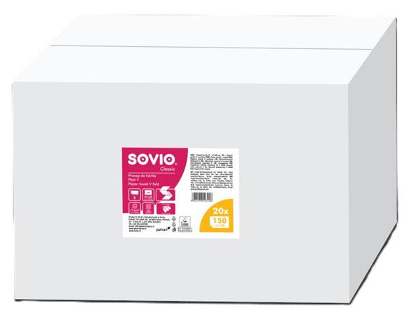 SOVIO V hajtogatott 2 rétegű 150 lap  21x23 cm Kéztörlő