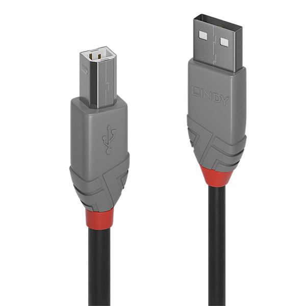 Lindy Kábel USB 2.0 A - B Anthra Line, M/M 3m, fekete (36674)