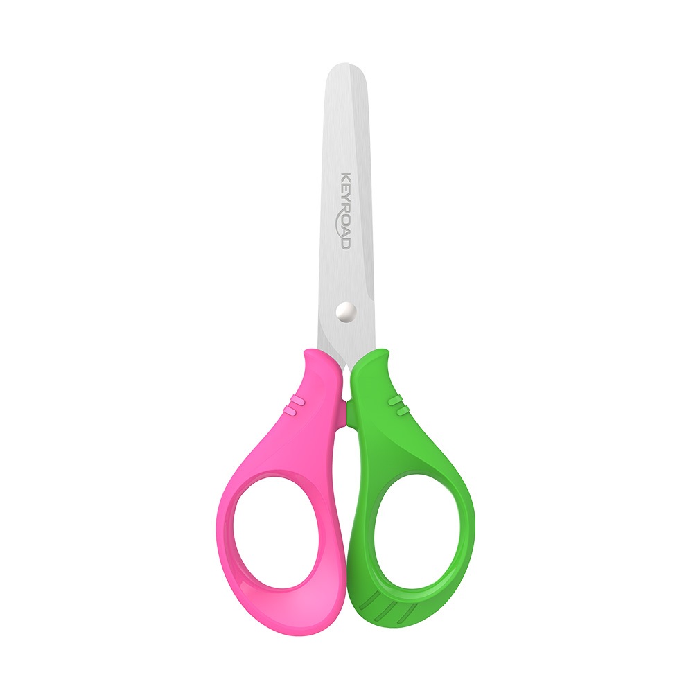 Keyroad Olló 13 cm tompa fejű  Start zöld rózsaszín (KR971833)