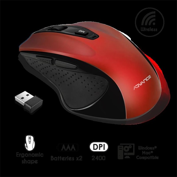 Advance SHAPE 6D Egér vezeték nélküli Piros 