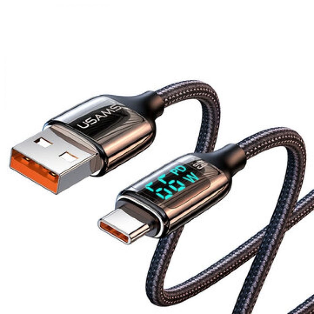 Usams SJ544USB01 120cm-es Type-C - USB-A töltő- és adatkábel LCD kijelzővel fekete 66W,6A (1380751) Usams SJ544USB01 120cm-es Type-C - USB-A töltő- és adatkábel LCD kijelzővel fekete 66W,6A (1380751)