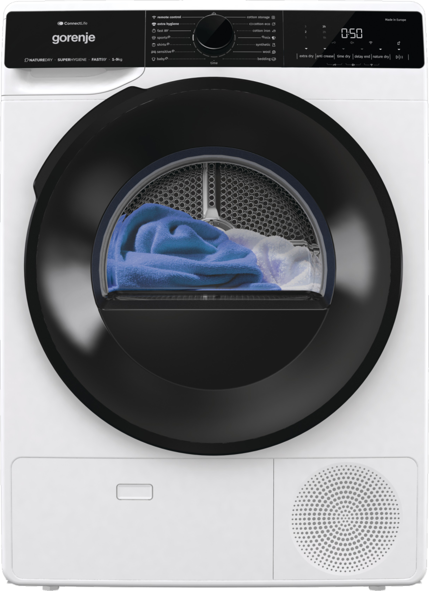 Gorenje DPNA92WIFI Hőszivattyús szárítógép – 9 Kg, A Energiaosztály, PowerPlusMotor, ExtraHigiénia,  AutoDrain