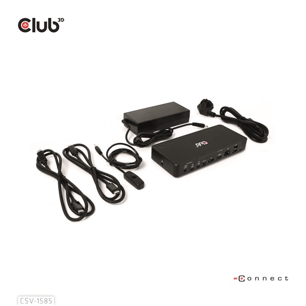 Club3D CSV-1585 DisplayPort/HDMI KVM  Dokkoló Fekete