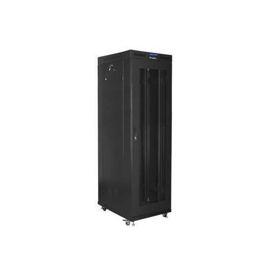 Lanberg 19" szabadon álló rack szekrény 42U/800X800 perforált ajtó  lapraszerelt LCD kijelző Fekete