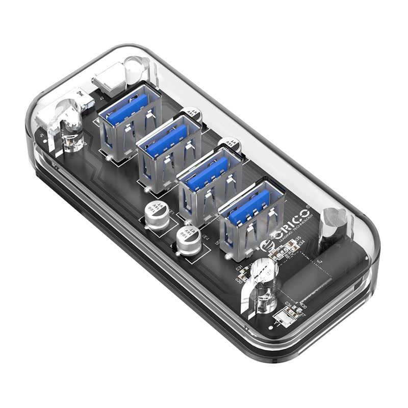 Orico F4U-U3-CR  4x USB 3.0 Hub átlátszó