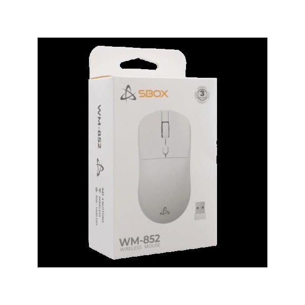 SBOX WM-852W  800-1600dpi  4D  2,4GHz Vezeték nélküli egér Fehér
