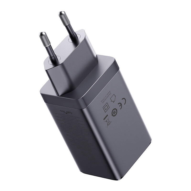 Wall charger Baseus GaN5 2x USB-C + USB, 65W + cable 1m (grey) Wall charger Baseus GaN5 2x USB-C + USB, 65W + cable 1m (grey)