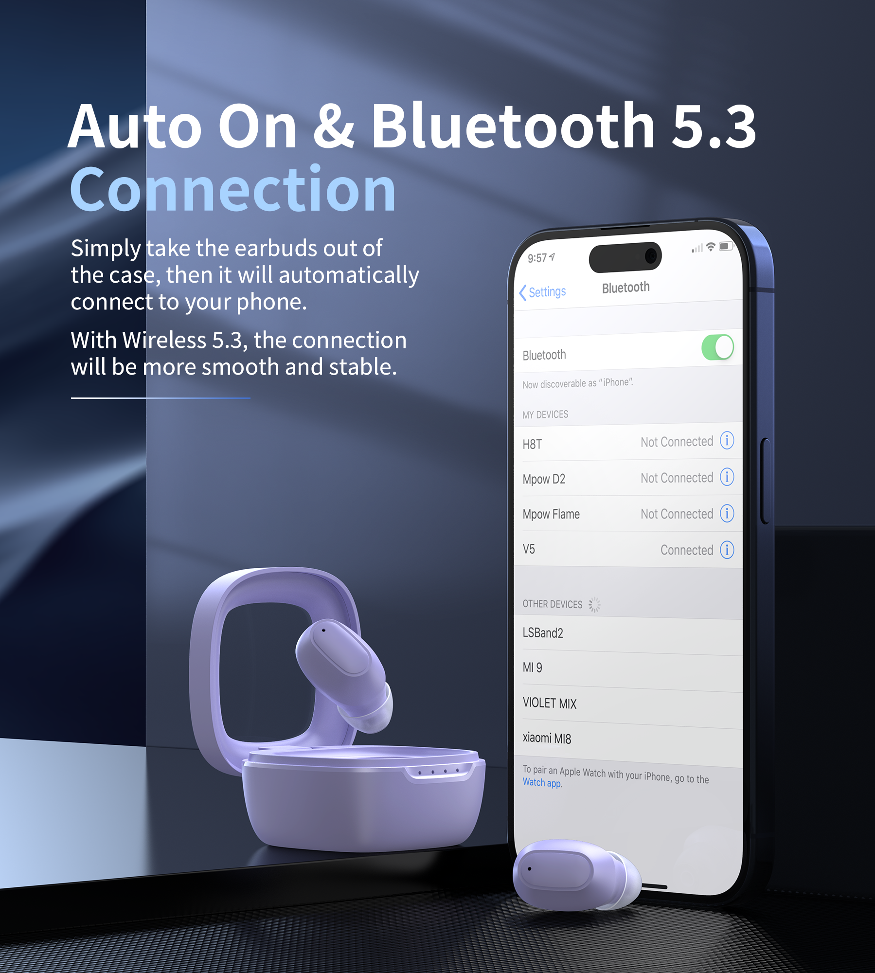 Choetech BH-T23LuminaCube ENC TWS Fülhallgató Lila  