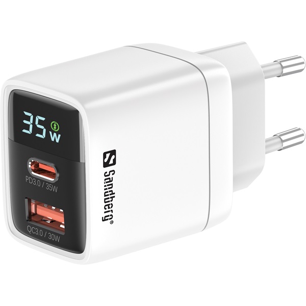 Sandberg Telefon töltő  2in1 Charger 1xUSB-C 1xUSB 35W
