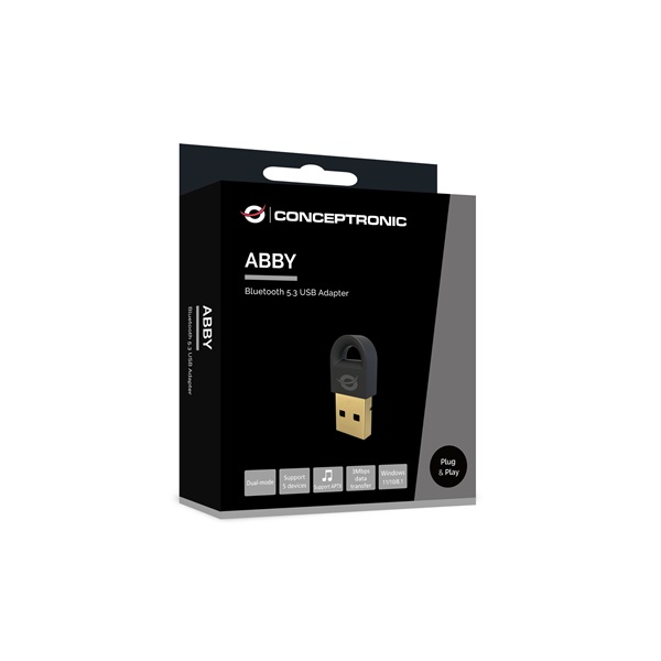 Conceptronic ABBY16B  Bluetooth 5.3, Távolság: Max.: 20m Bluetooth Adapter Fekete 