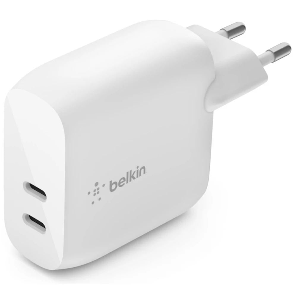 Belkin BoostCharge Dual USB-C PD Wall adapter 40W fehér (WCB006vfWH)