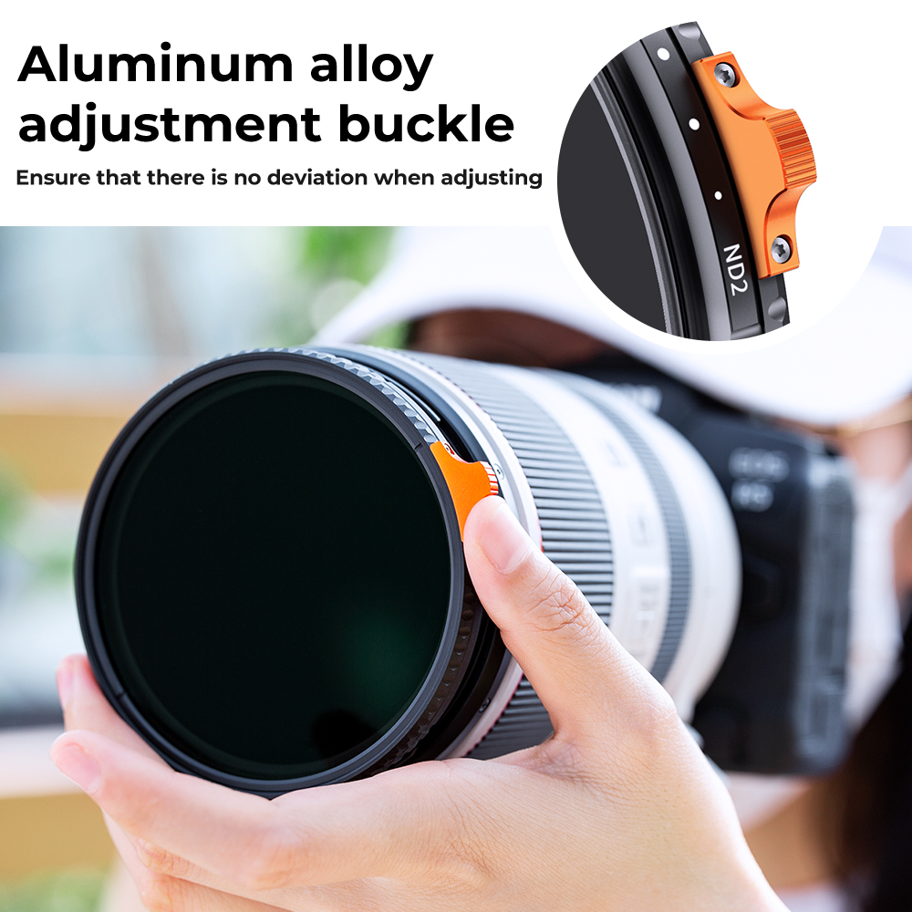 K&F Concept NANO-X Slim, HD, VARIO ND 2-400 változtatható szürkeszűrő, vízlepergető, karcálló, 58mm