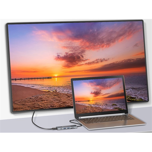 Conceptronic  DONN23G  USB-C to HDMI/USB-C PD/USB 3.0/SD/TF Notebook Dokkoló