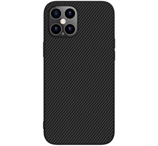 NILLKIN SYNTHETIC FIBER műanyag telefonvédő (környezetbarát, karbon minta) FEKETE [Apple iPhone 12 Pro Max]