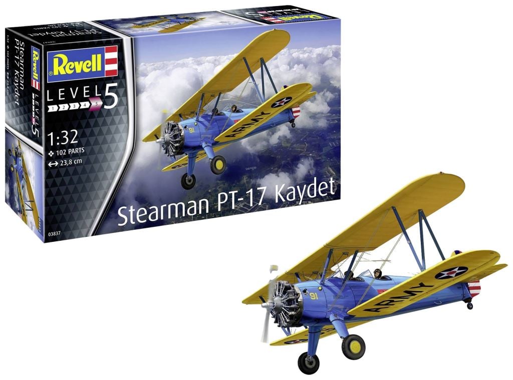 Revell Stearman PT-17 Kaydet Repülőmodell építőkészlet 1:32 (03837)