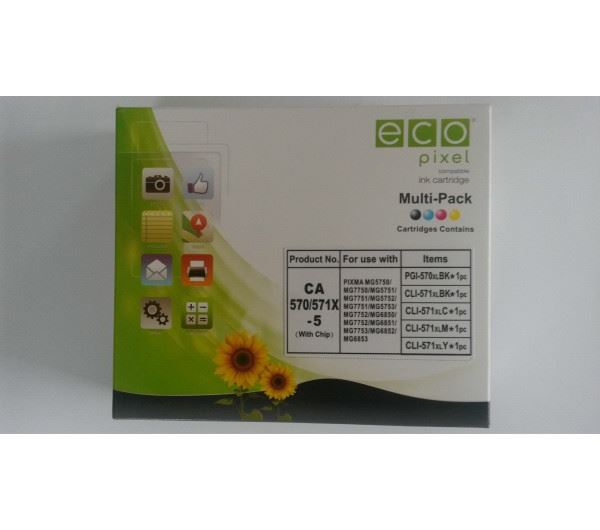 Ecopixel utángyártott CANON CLI-571XL tintapatron Multipack BKCMY 5db-os (0386C005FUEC2)