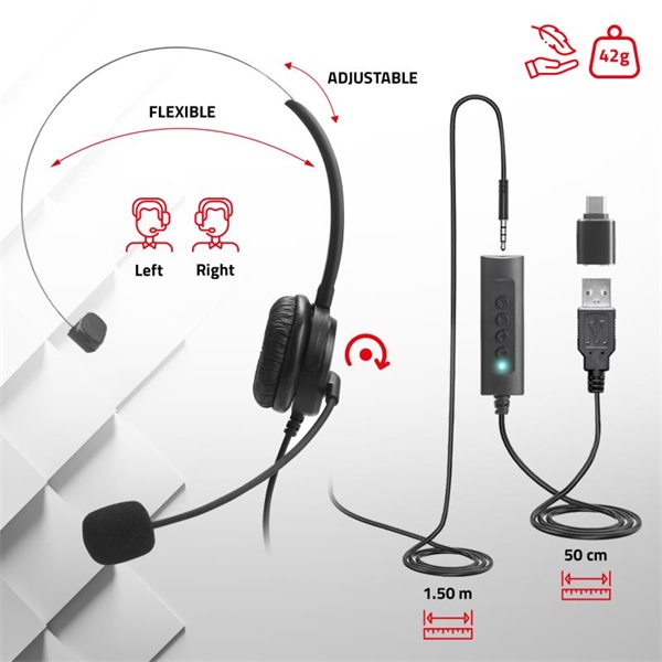 Advance SMARTPHONICS 350  3,5mm Jack/USB  1,5m kábel  fekete Fejhallgató 