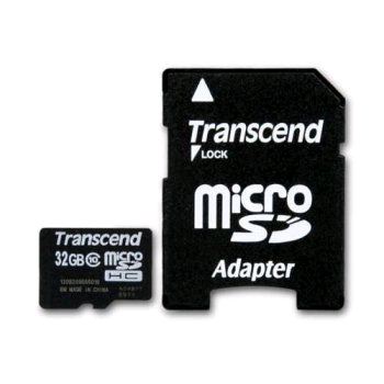 32GB microSDHC Transcend CL10 + adapter (TS32GUSDHC10)