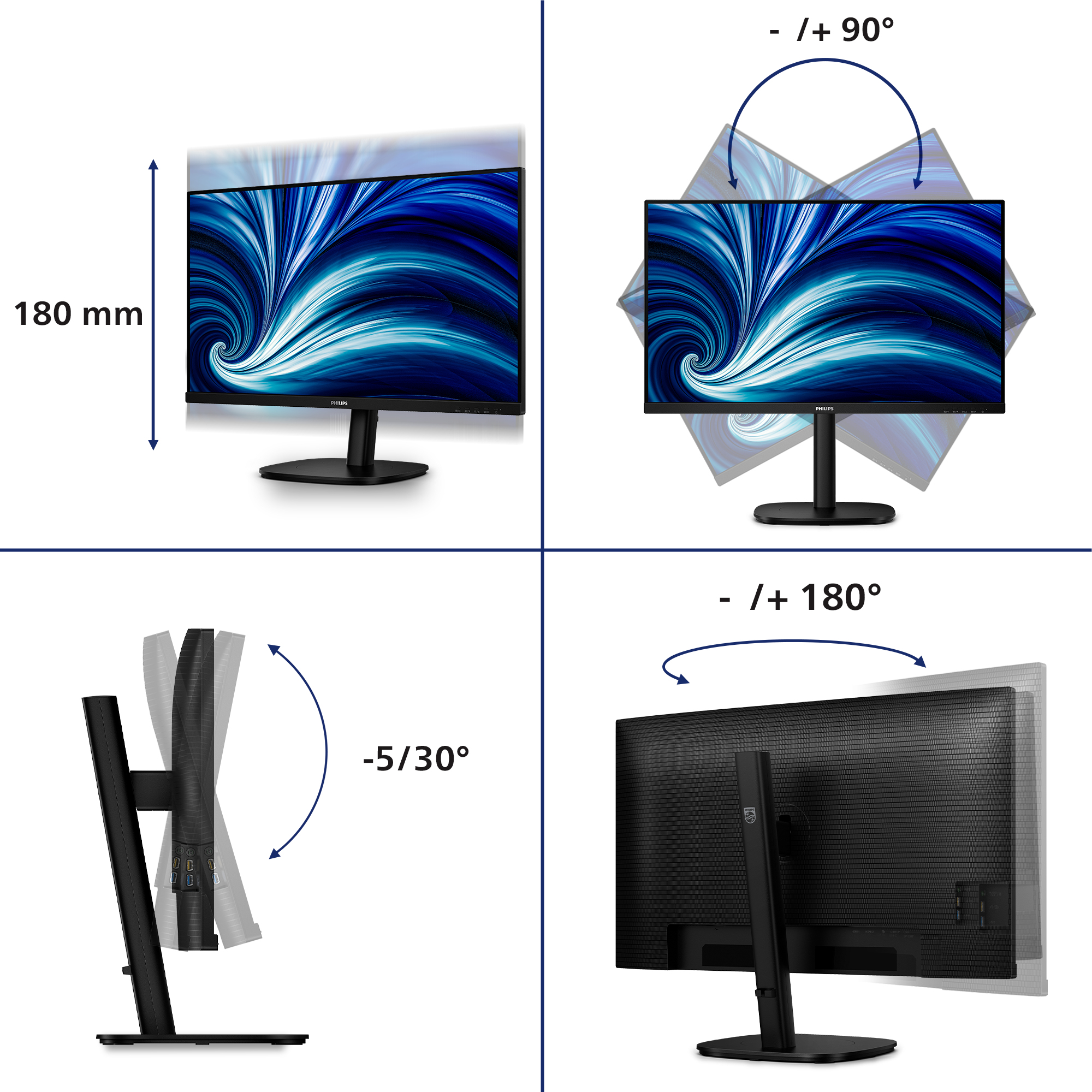 Philips 31,5" 32B2N3500 Monitor - QHD, LED, IPS, 2560x1440, 100Hz, 4ms, Fekete
