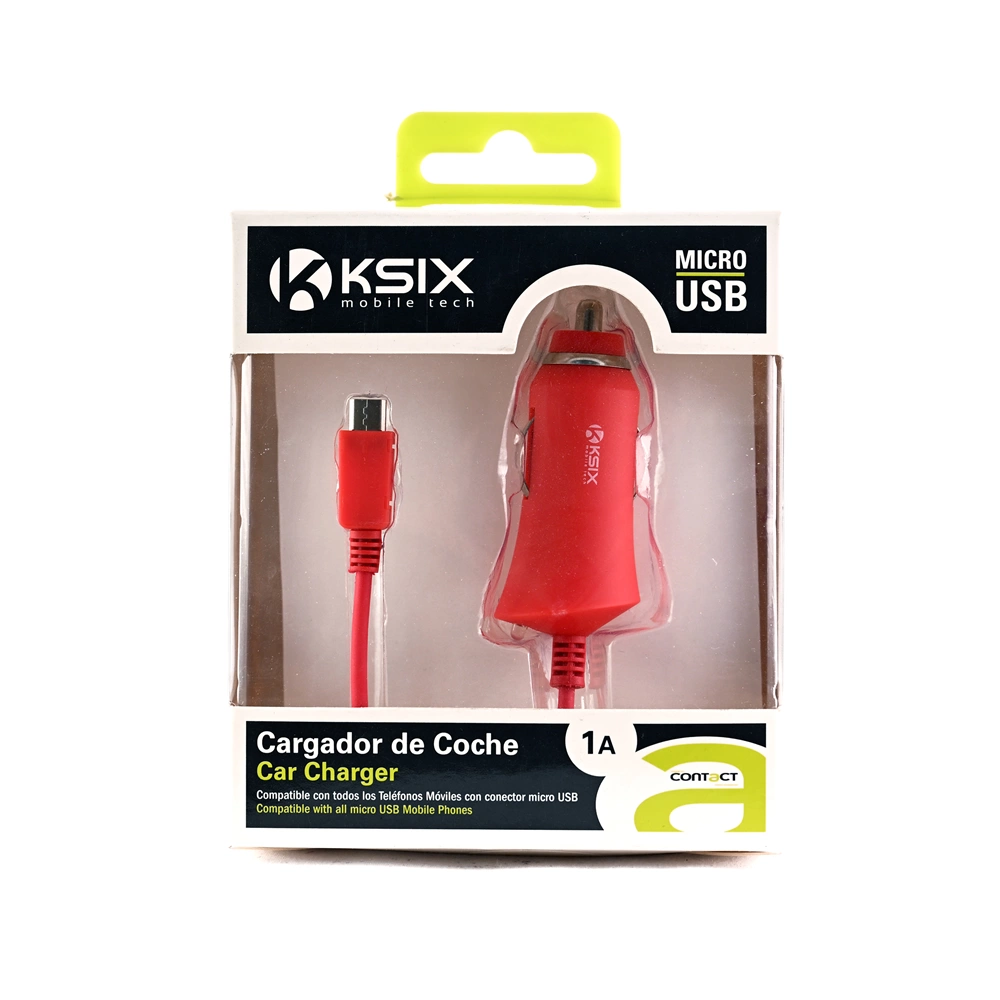 KSIX Autós töltő micro USB-vel 1A  Korall