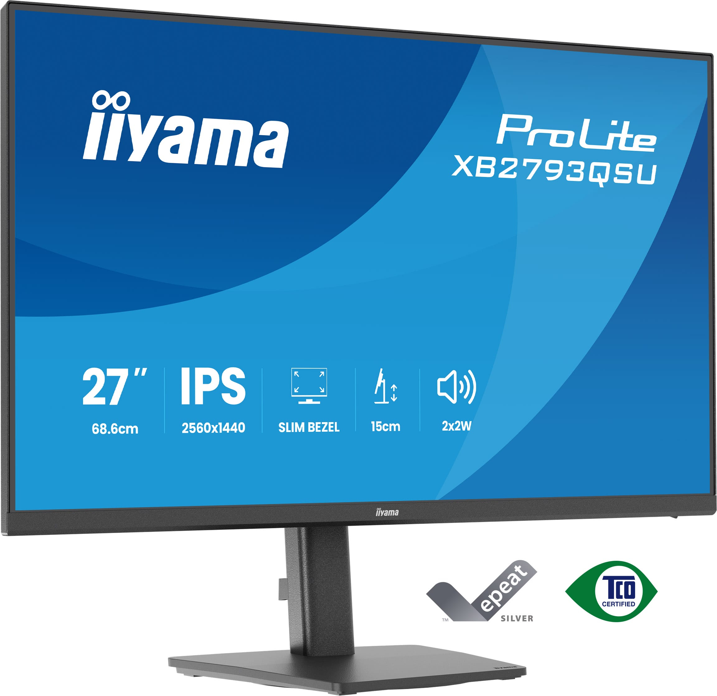 iiyama 27" ProLite XB2793QSU-B1 IPS LED Monitor - 2560x1440, QHD, 75Hz, 1ms, Hangszóró, Fekete