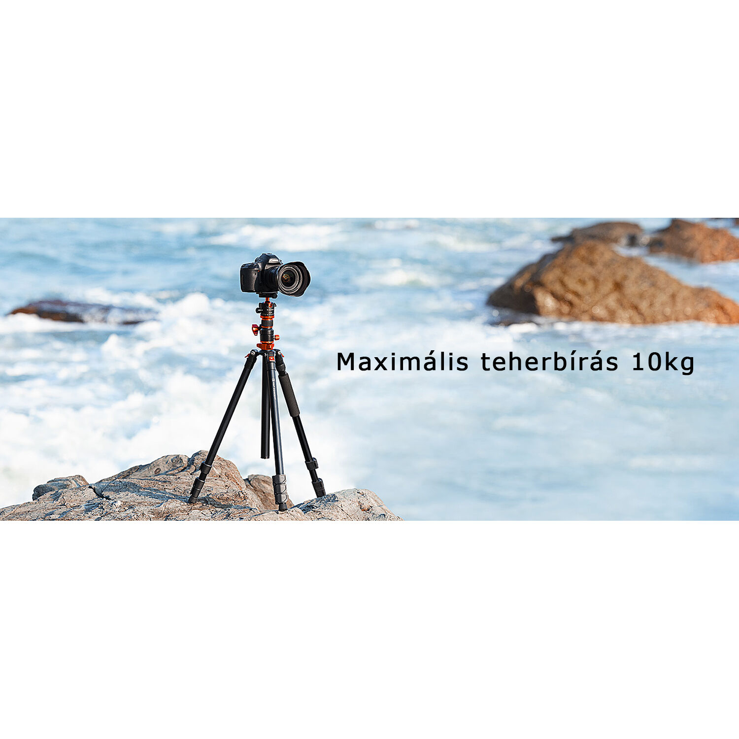 K&F Concept T254A7+BH-28L állvány + monopod, elforgatható középoszloppal, fekete-narancs