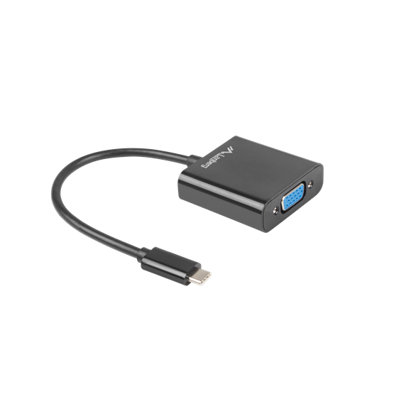 Lanberg USB-C(M) 3.1->VGA(F) adapter kábel 15cm fekete Lanberg USB-C(M) 3.1->VGA(F) adapter kábel 15cm fekete