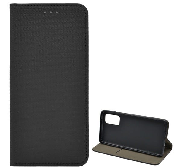 Tok álló, bőr hatású (FLIP, oldalra nyíló, asztali tartó funkció, rombusz minta) FEKETE [Samsung Galaxy S20 FE (SM-G780)]