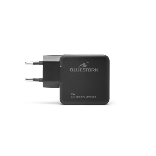 Bluestork  PW-BS-65-GAN-C USB-C  65W  1,8m kábel gyorstöltés Hálózati töltő Fekete 