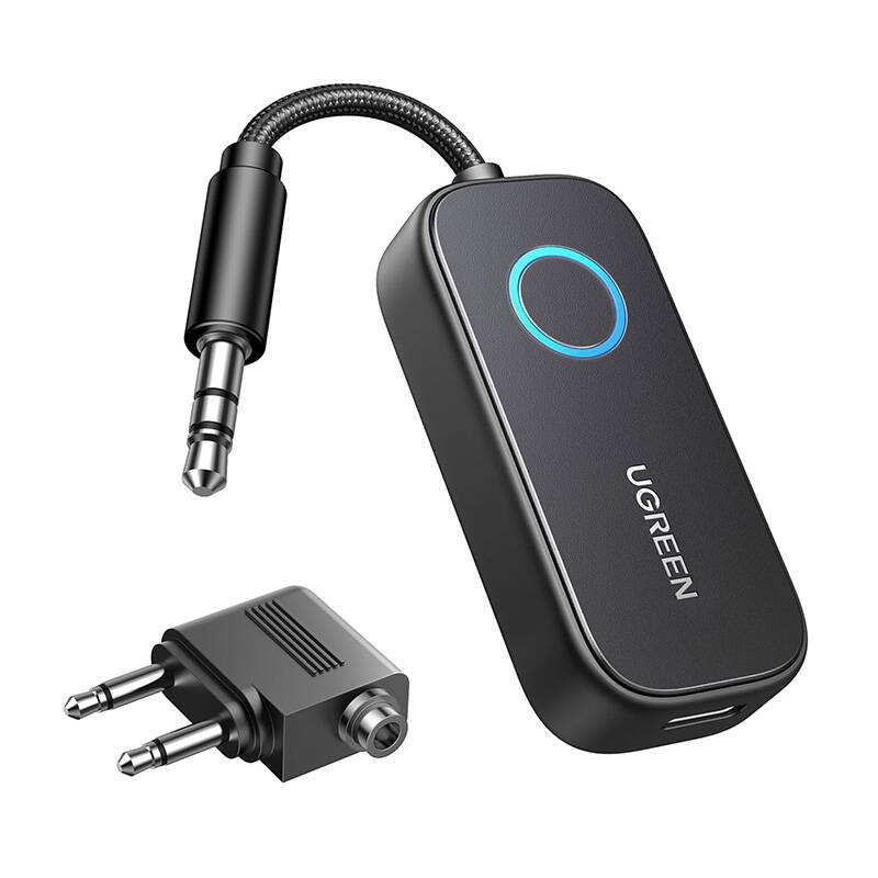 UGREEN CM671 Bluetooth 5.3 adó/vevő mini jack 3,5 mm 300mAh + repülőgépes adapter UGREEN CM671 Bluetooth 5.3 adó/vevő mini jack 3,5 mm 300mAh + repülőgépes adapter