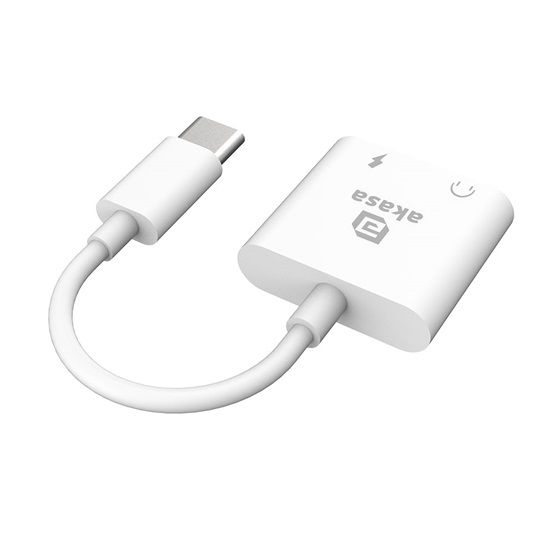 Akasa AK-CBCA30-08WH Type-C to 3.5mm fejhallgató csatlakozó és töltőadapter Akasa AK-CBCA30-08WH Type-C to 3.5mm fejhallgató csatlakozó és töltőadapter