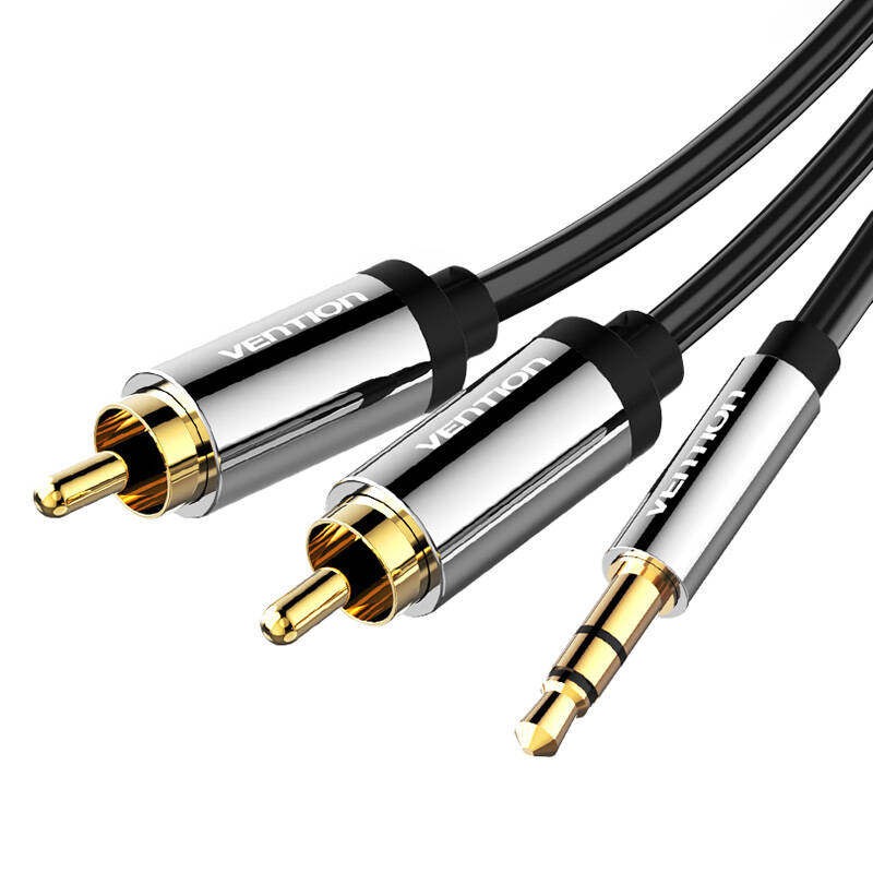 3.5mm Male to 2x RCA Male Audio Cable 2m Vention BCFBH Black 3.5mm Male to 2x RCA Male Audio Cable 2m Vention BCFBH Black