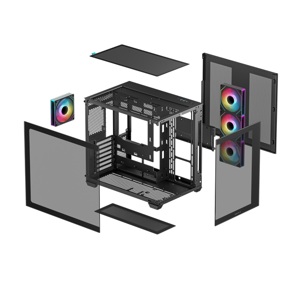 DeepCool CG530 4F ablakos 4x12cm A-RGB  BTF  ATX Számítógépház Fekete  
